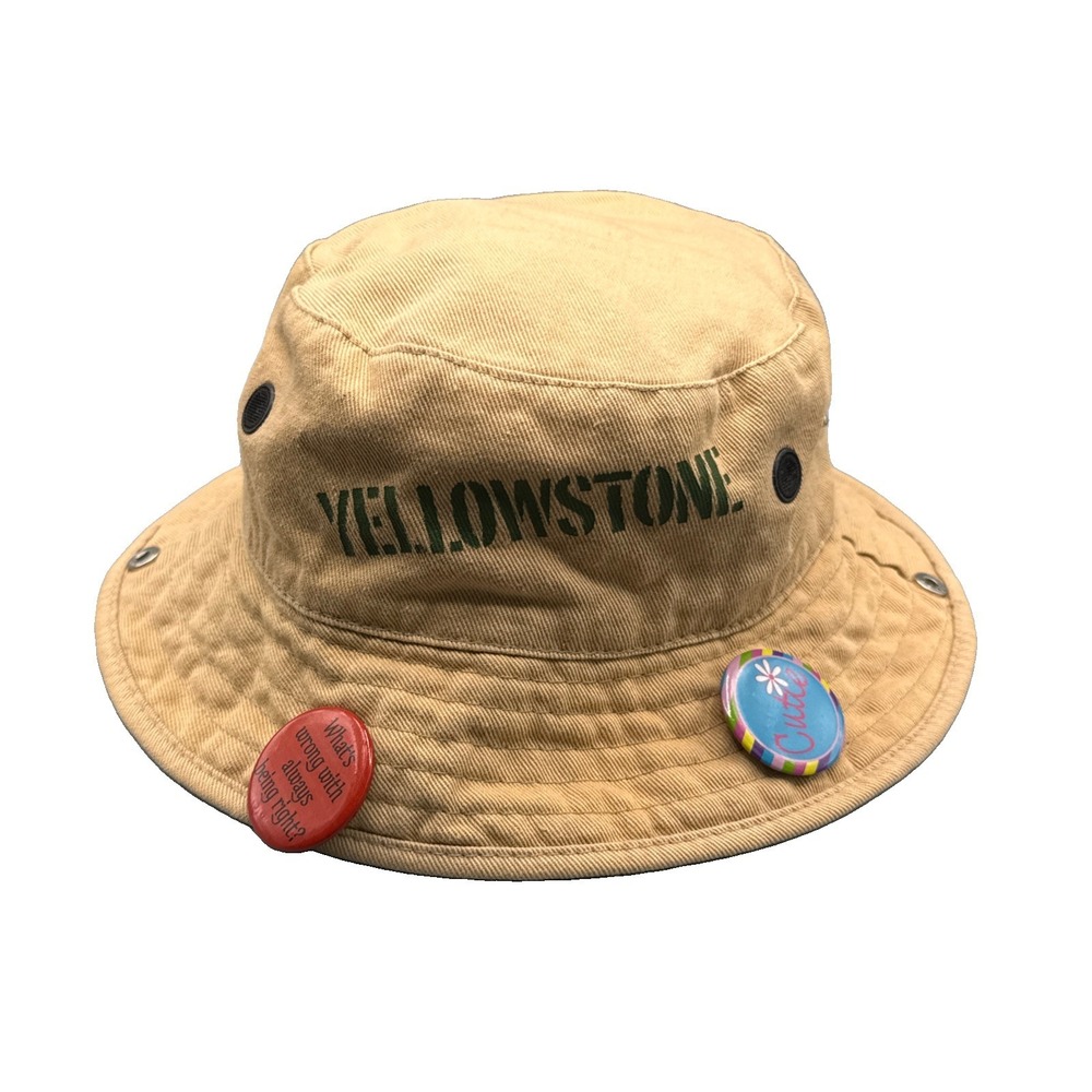 VTG Yellowstone Bucket‎ Hat Cap Hiking Outdoor Summer Tan Size M
